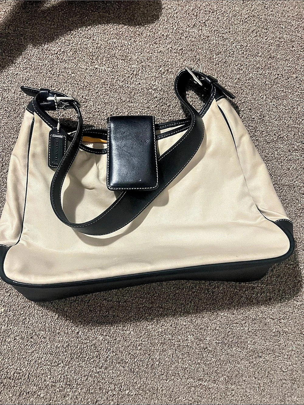 Coach Cream & Black Hobo Shoulder Bag